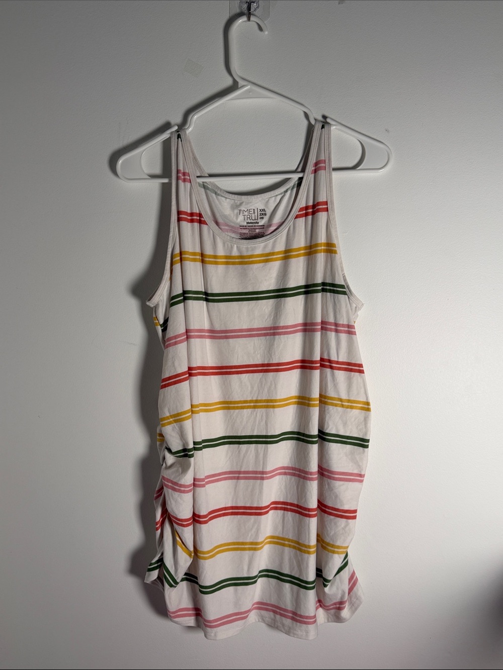 Time & Tru maternity striped tank top ruched sides